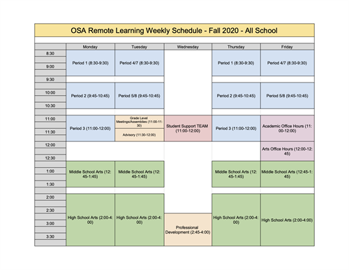 Oakland School for the Arts - Bell Schedule